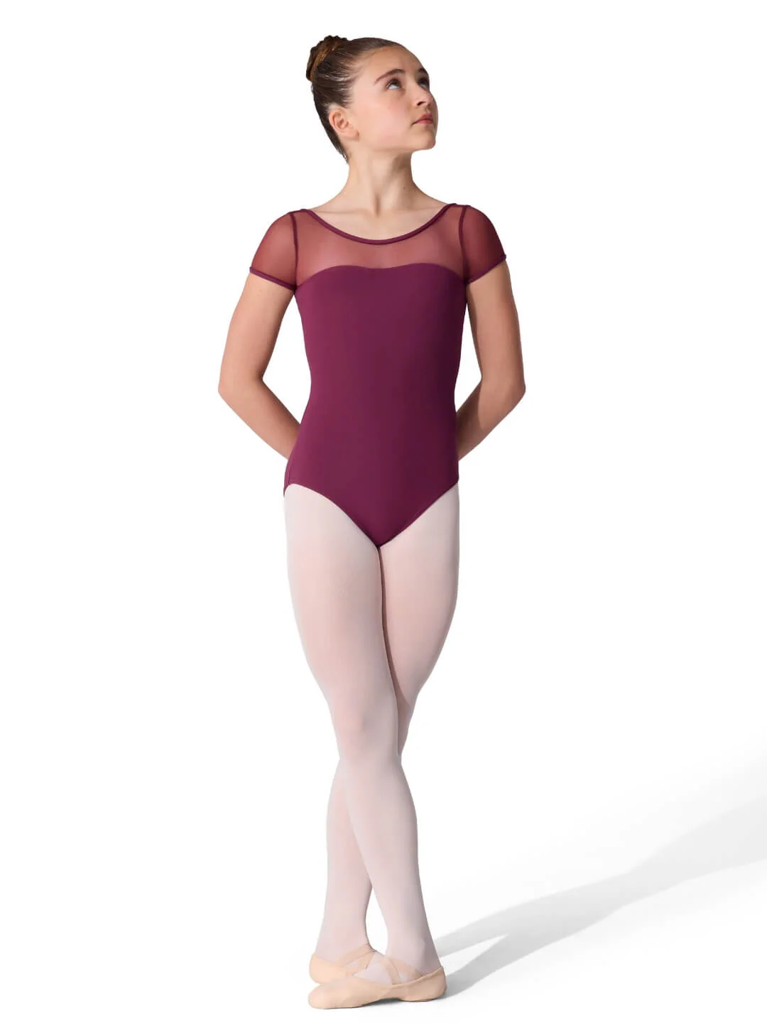 Studio Collection Mesh Yoke Short Sleeve Leotard - Girls - Image 20