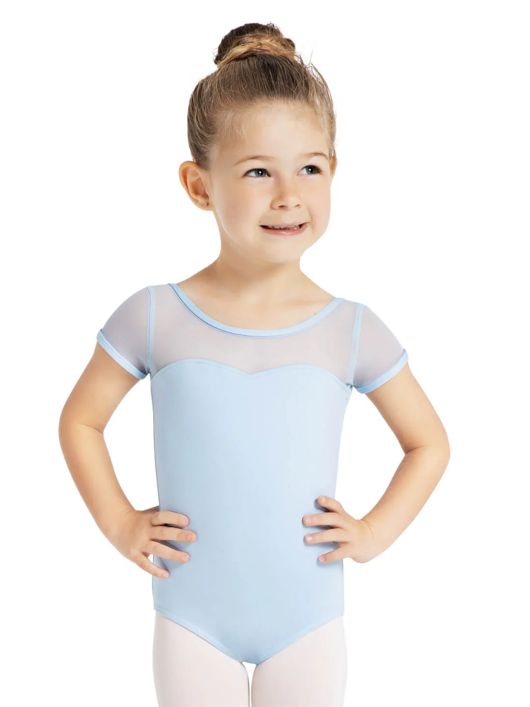 Studio Collection Mesh Yoke Short Sleeve Leotard - Girls - Image 11